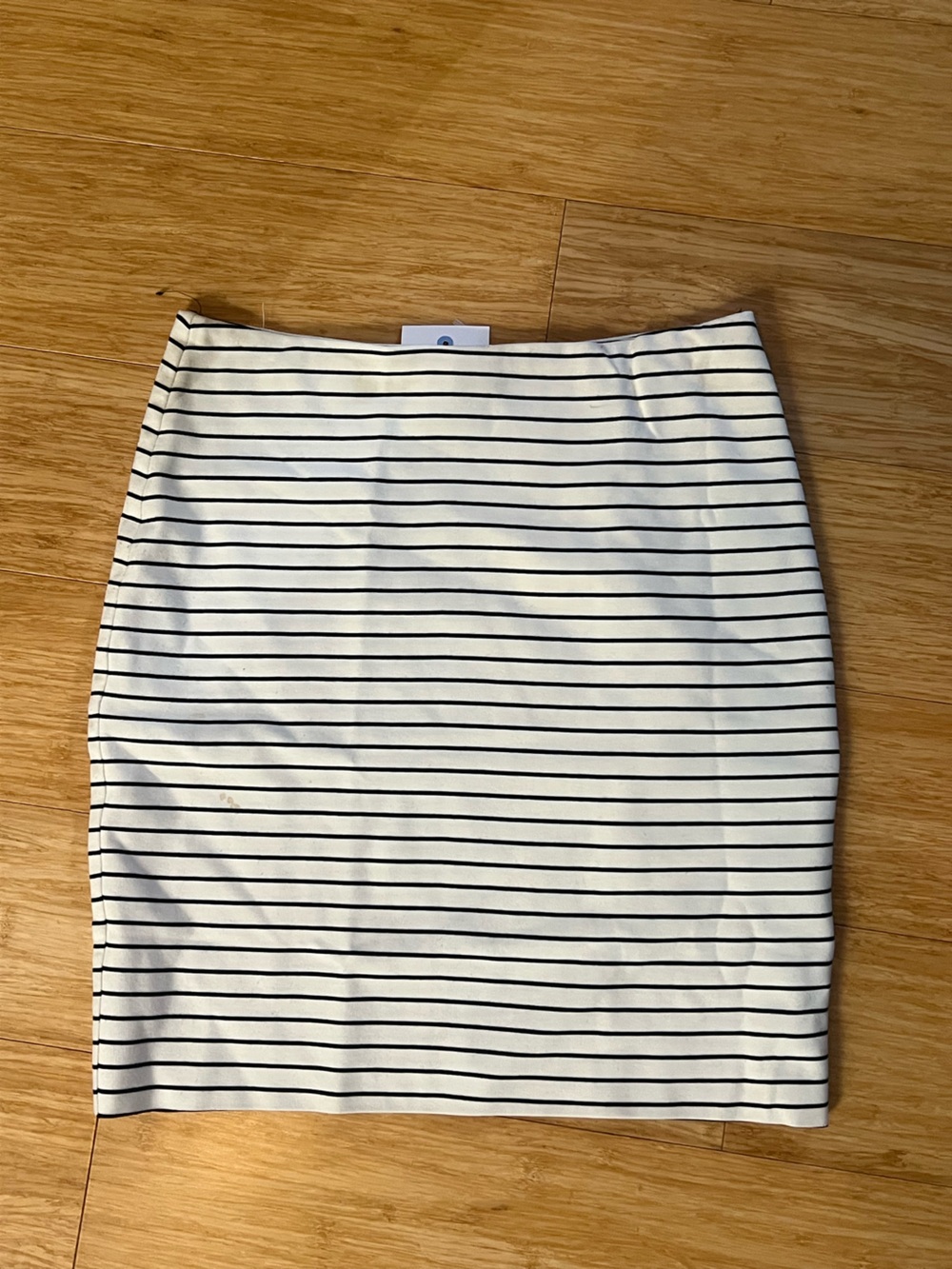 Torn by Ronny Kobo Cream and Black Striped Mini Skirt